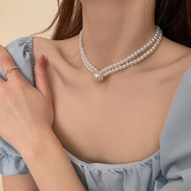 legant White Pearl Bridal Jewelry Set – Necklace, Earrings & Ring