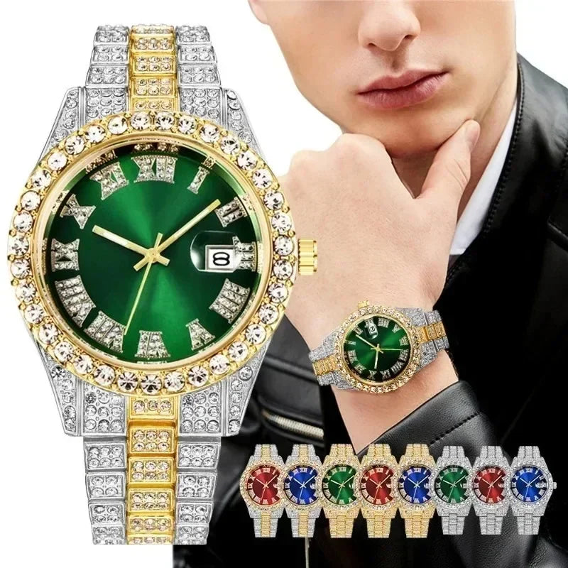 Luxury Men’s Watch – Diamond Style Fashion Wristwatch – Multiple Colors