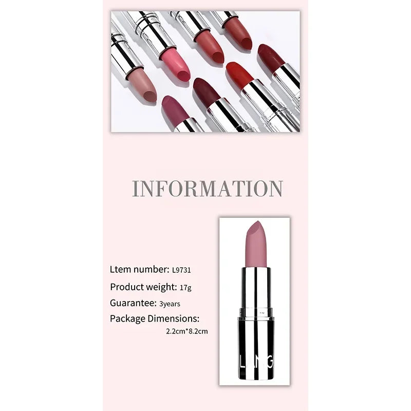 Velvet Matte Long-Lasting Lipstick – Nude & Pink Shades