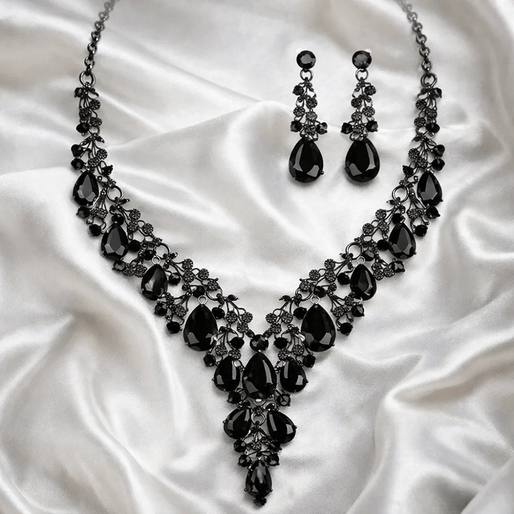 Luxury Crystal Rhinestone Jewelry & Necklace & Earrings Bridal Wedding Set