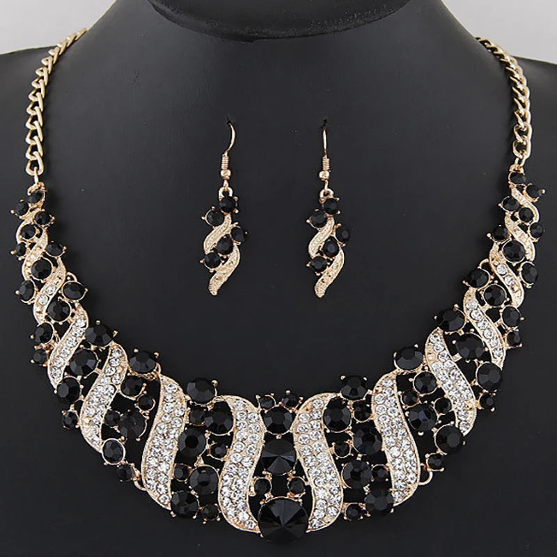 Luxury Crystal Necklace & Earrings Jewelry Set for Women