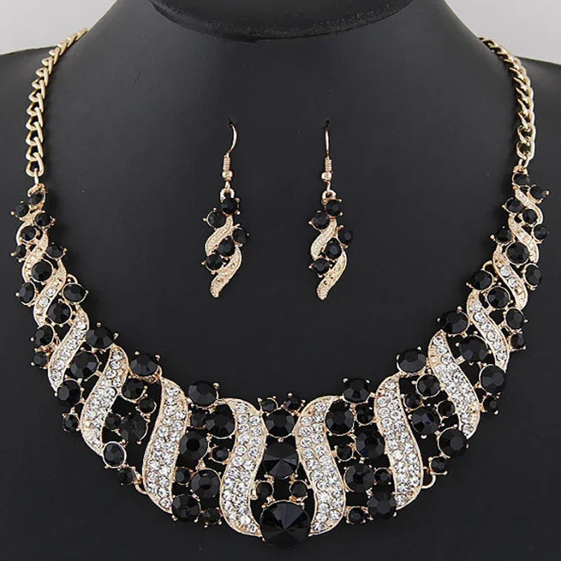 Luxury Crystal Necklace & Earrings Jewelry Set for Women