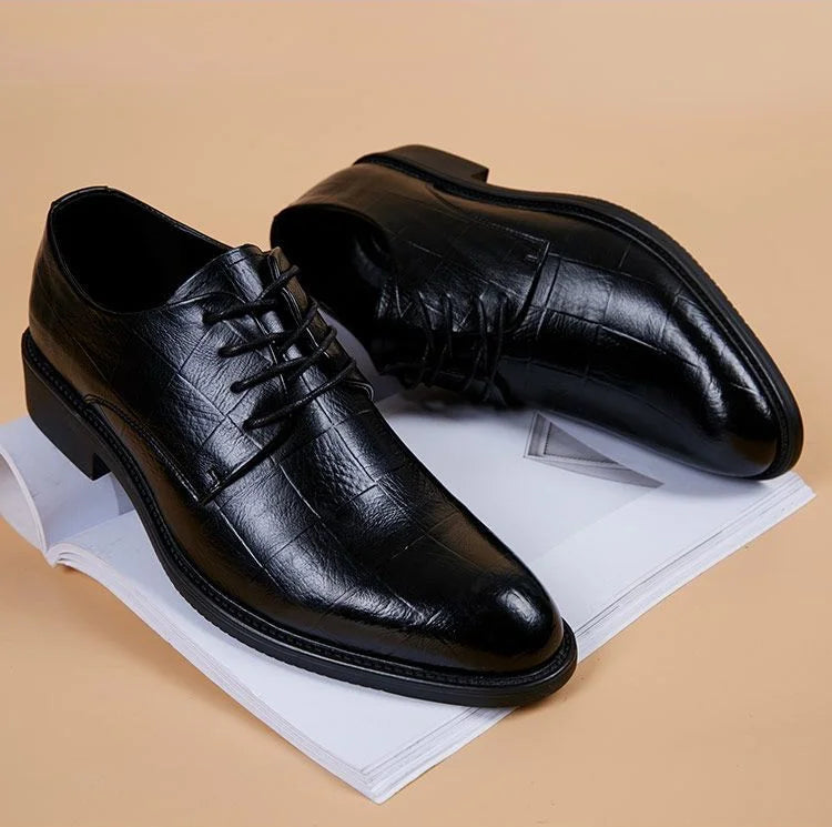 Men’s Black Pointed-Toe Formal Dress Shoes