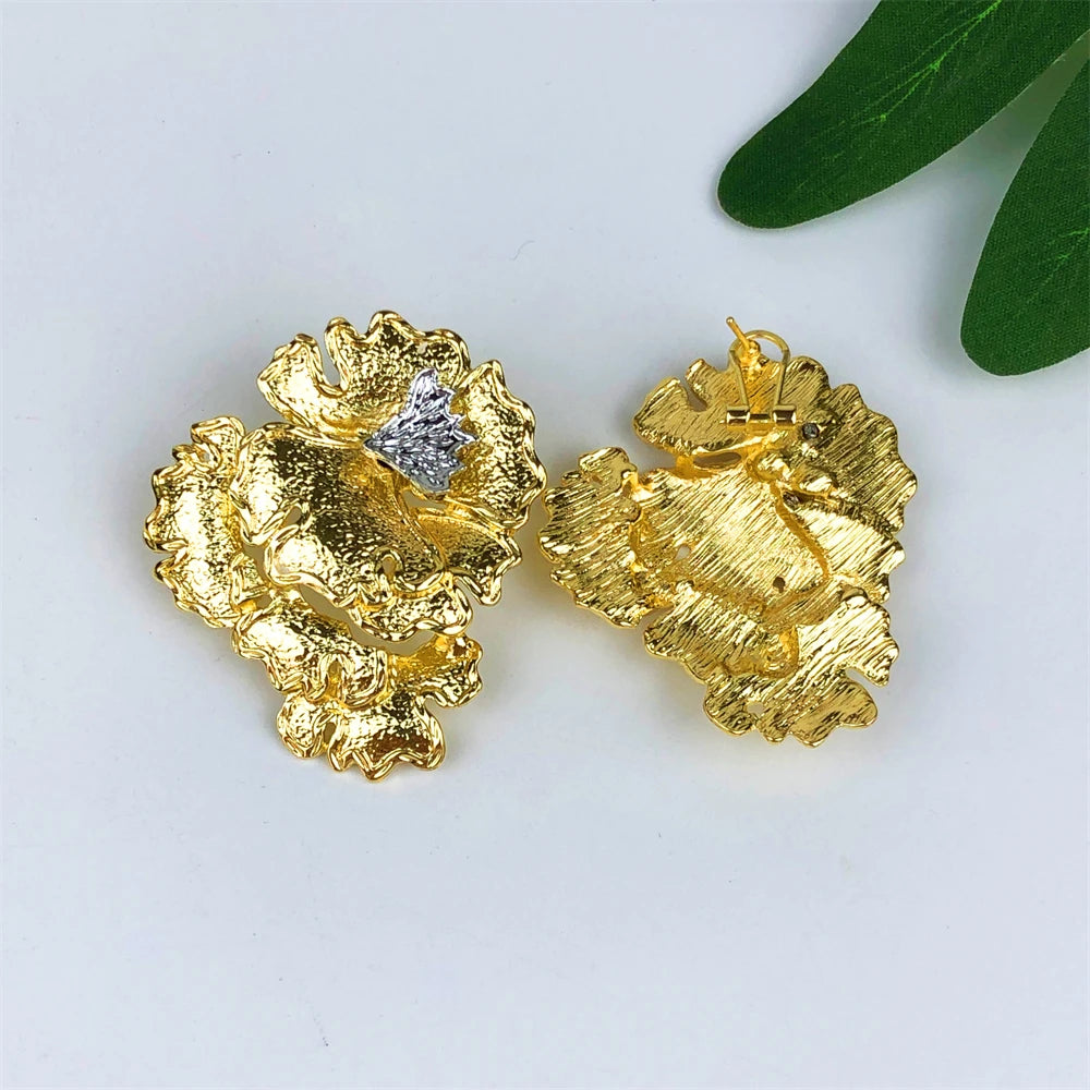 Luxury Gold Flower Jewelry Set – Necklace, Bracelet, Earrings &  Ring