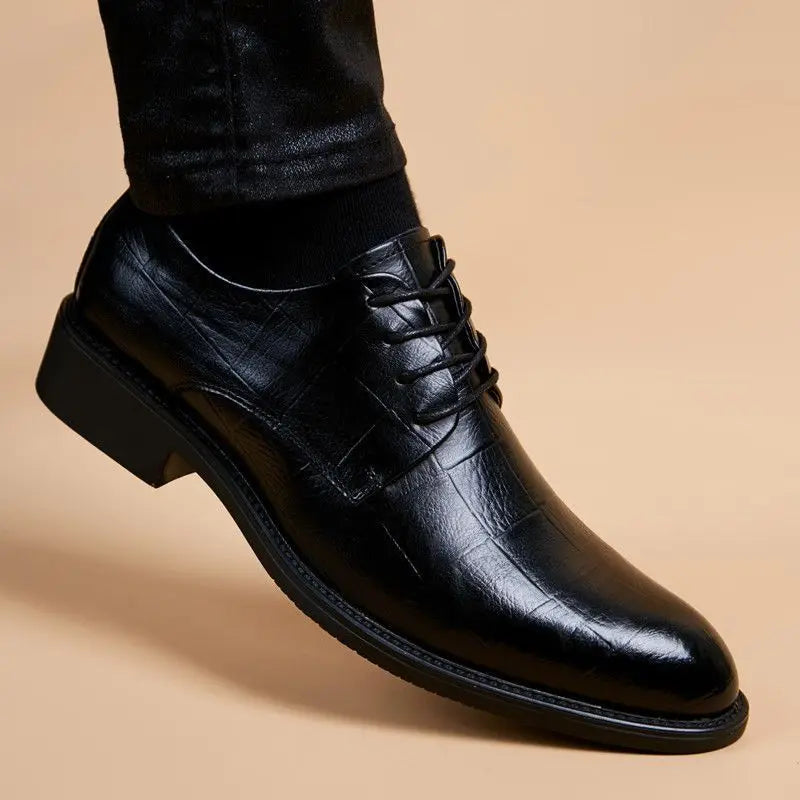 Men’s Black Pointed-Toe Formal Dress Shoes