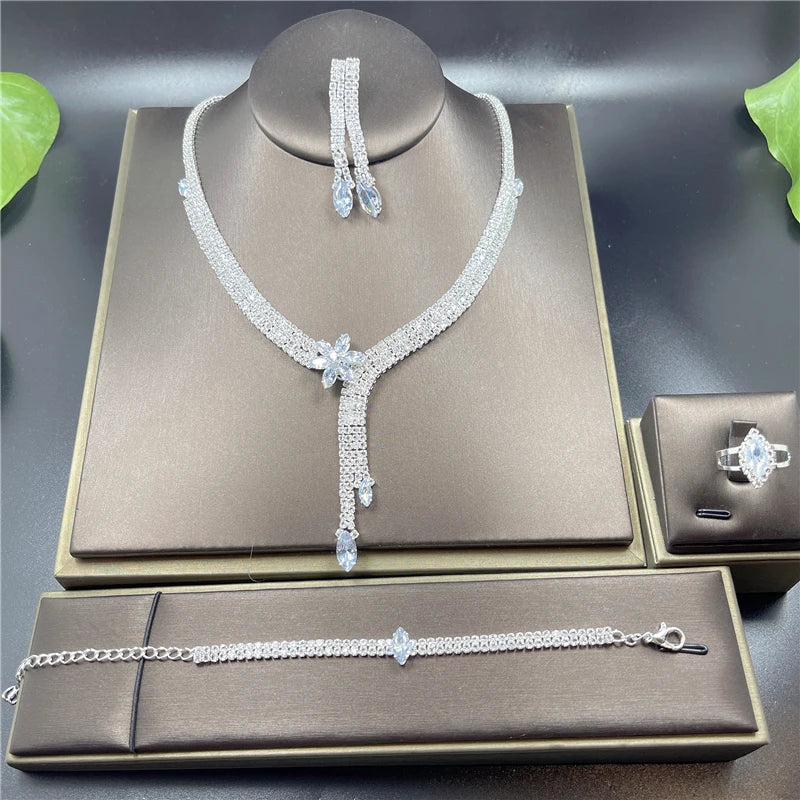 ✨ Luxury Crystal Bridal Jewelry Set – 4 Pieces ✨