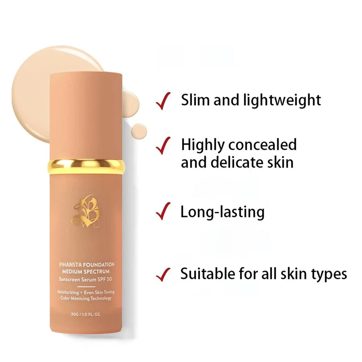 Luxury 4-in-1 Color-Changing Foundation — Soft Matte, Hydrating Finish