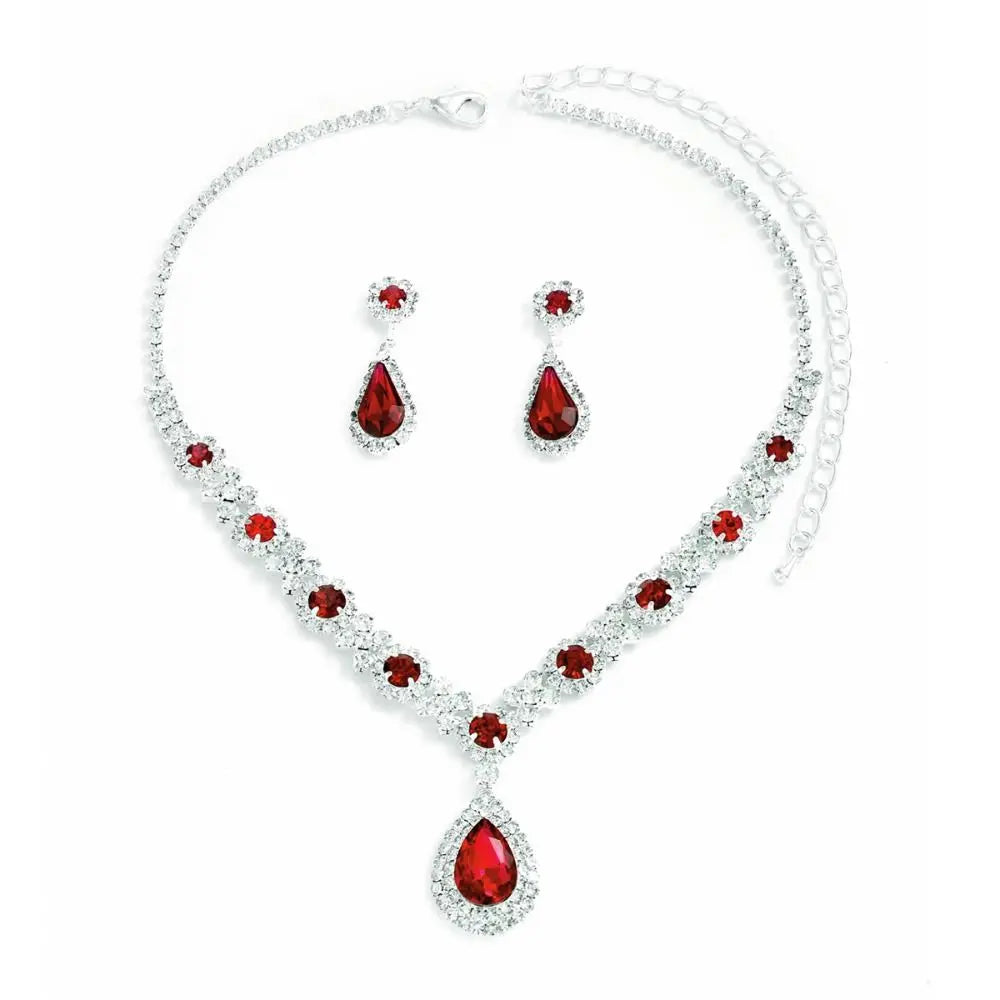 Luxury Crystal Water Drop Jewelry Set – Necklace & Earrings with Cubic Zirconia