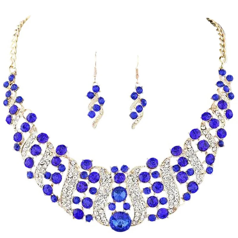 Luxury Crystal Necklace & Earrings Jewelry Set for Women