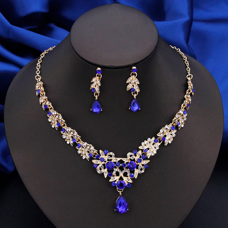 Elegant Red Bridal Necklace & Earrings Set