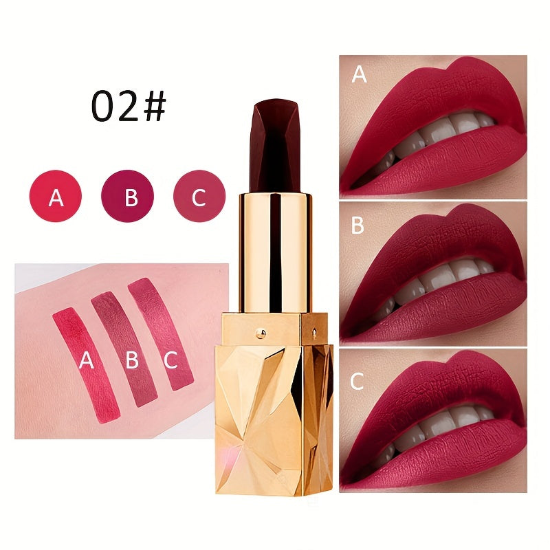 3-Color Waterproof Matte Lipstick Set – Long-Lasting, Moisturizing, Smudge-Proof, Soft Velvet Finish