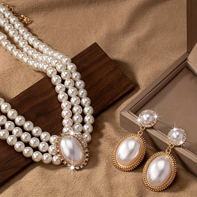Luxury Pearl Wedding Jewelry Set