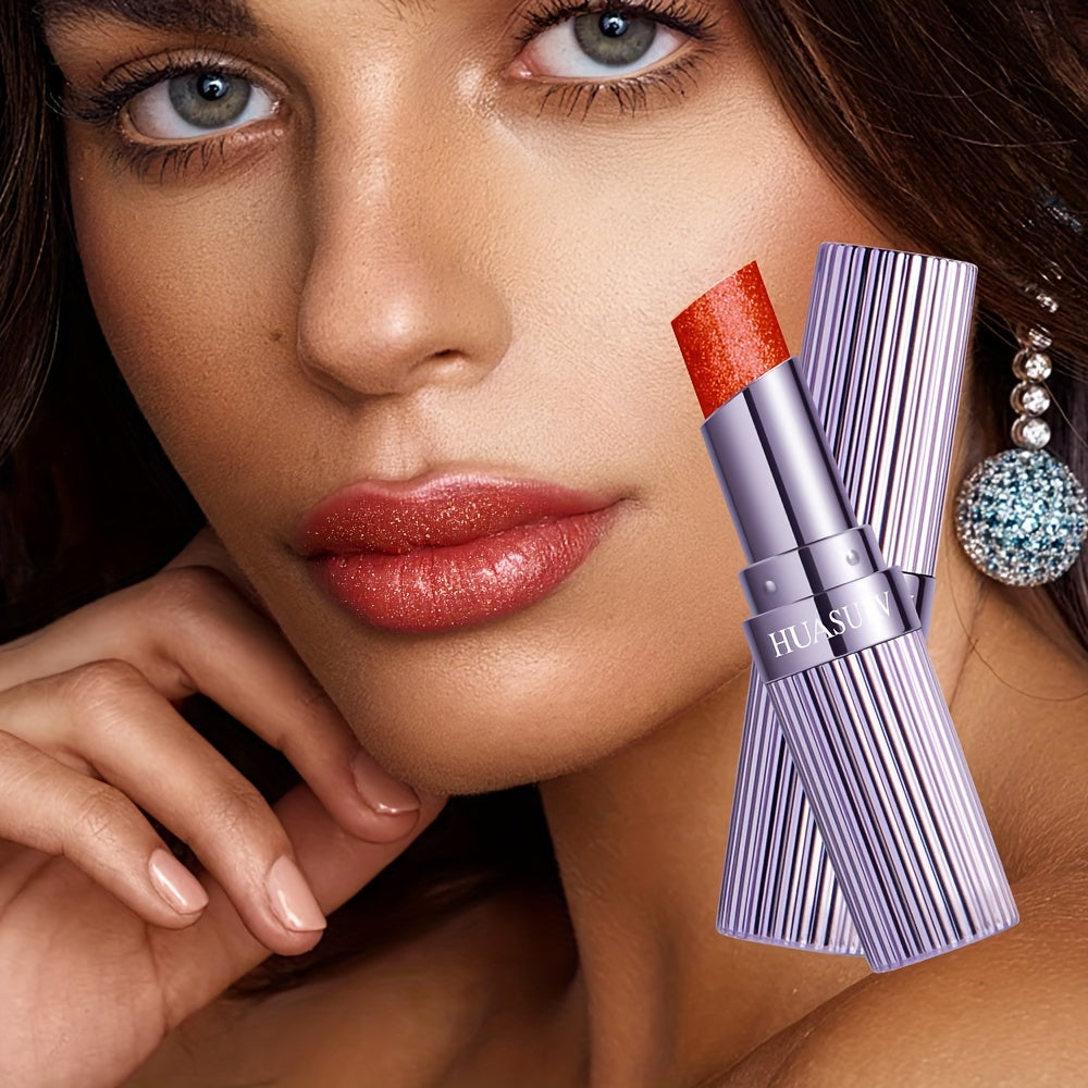 Shimmer Glow Lipstick – Hydrating Gloss Finish